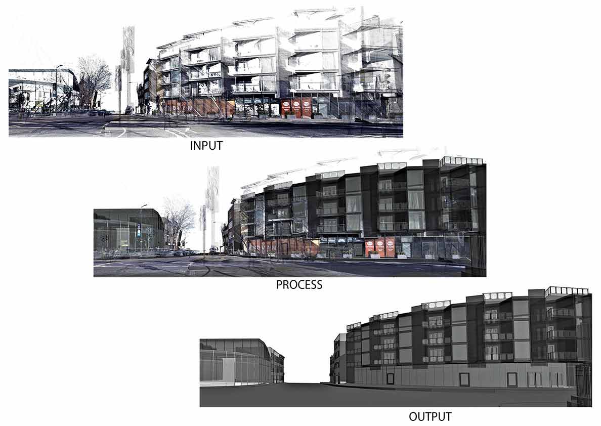Façade Modeling of buildings overlooking Kingscross Station, UK