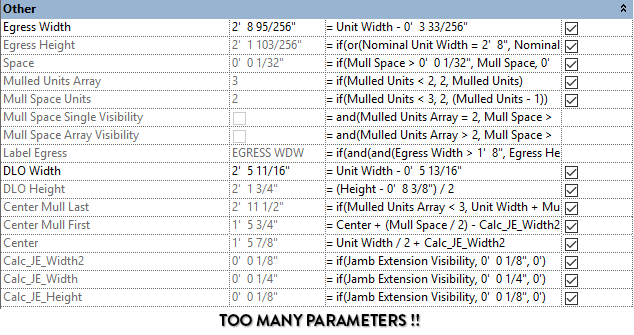 revit family parameters unnecessary