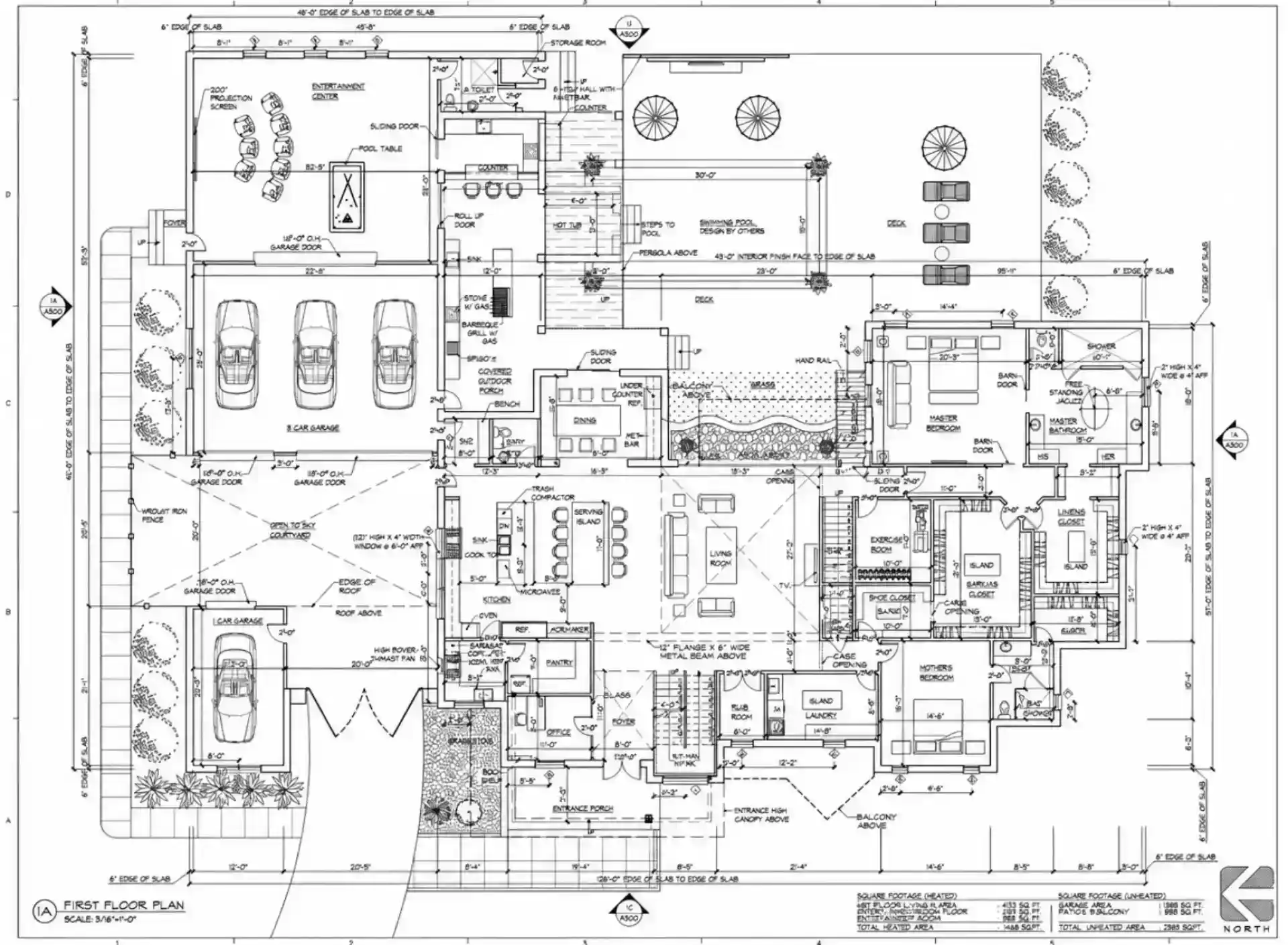 Detailed architectural CAD services showing residential and commercial floor plans.