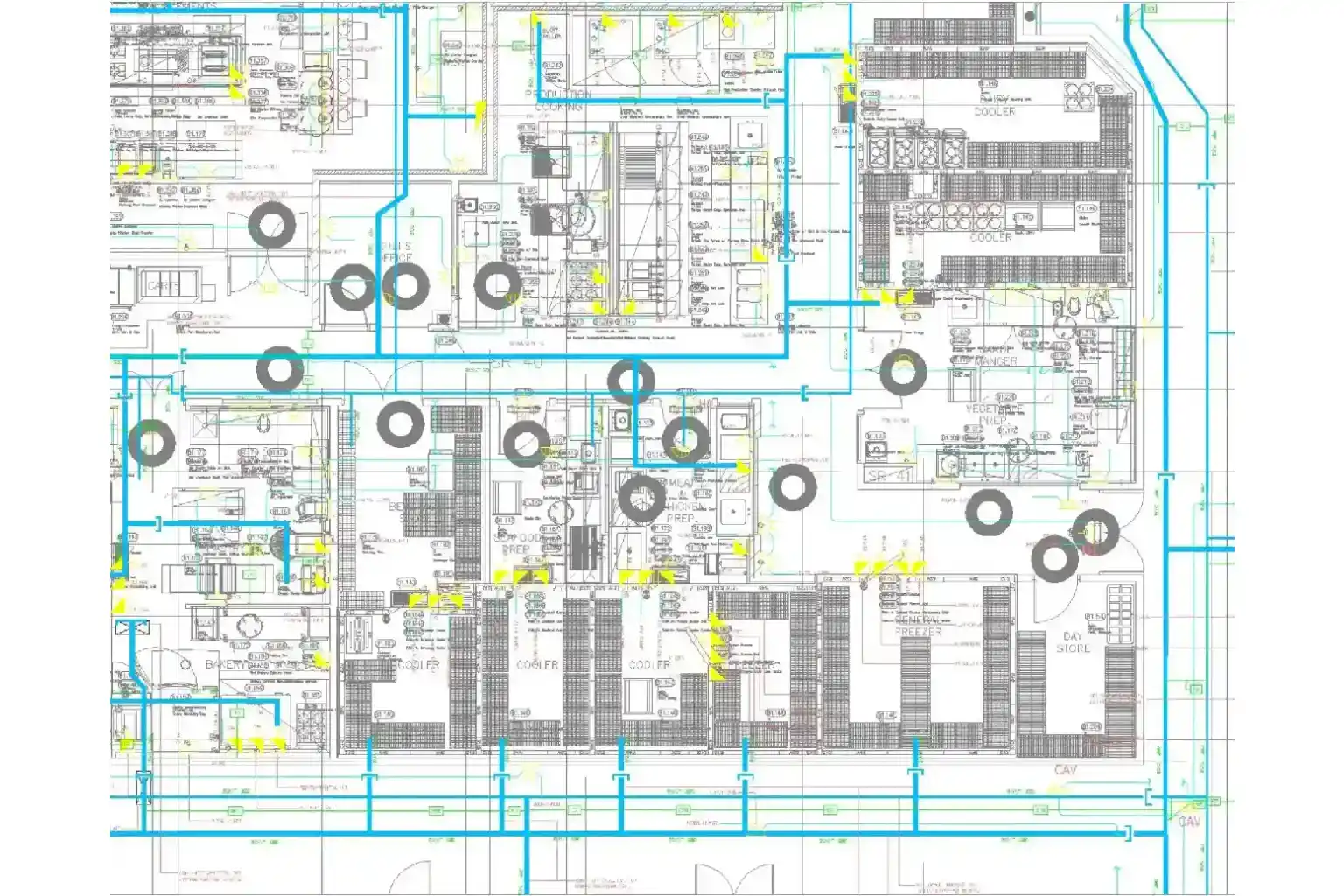 Electrical shop drawing highlighting cable trays, containment routing, and component installation details.