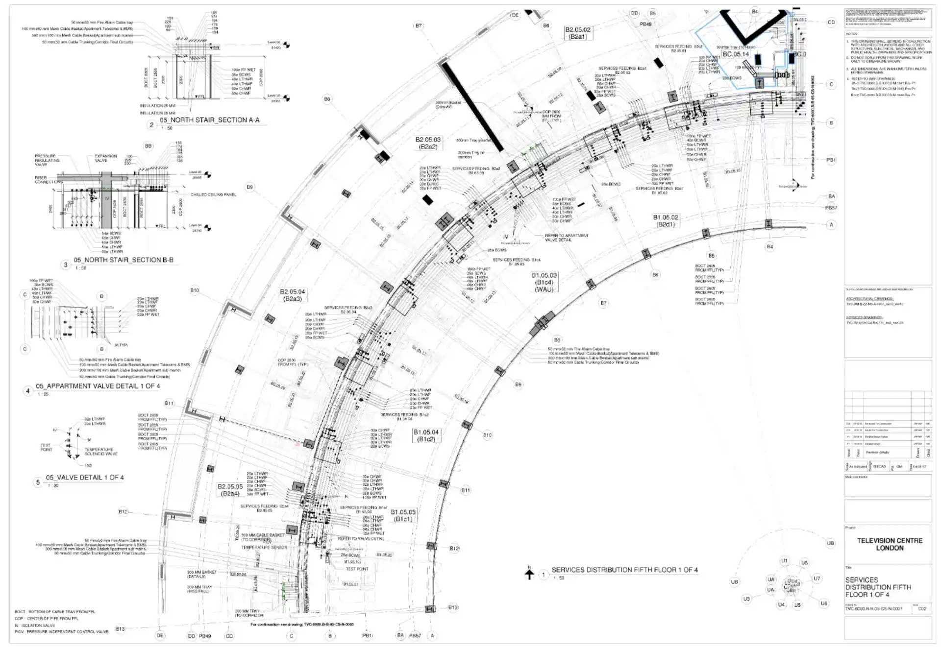 Complex MEP CAD drafting coordination for mechanical, electrical, and plumbing systems.